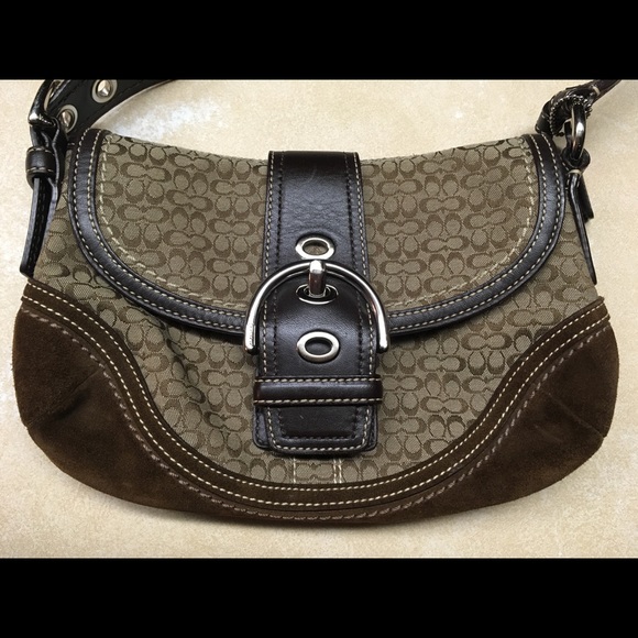 Coach Handbags - Coach Brown Suede & Logo Handbag